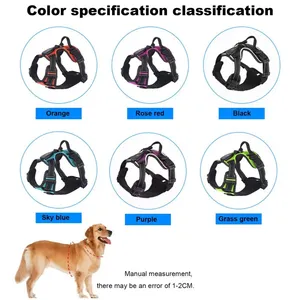 Glow in Nylon scuro regolabile senza trazione ricaricabile a <span class=keywords><strong>LED</strong></span> illuminante imbracatura per cani, fascia toracica luminosa per animali domestici per la camminata notturna di sicurezza dei cani - Product Image 5
