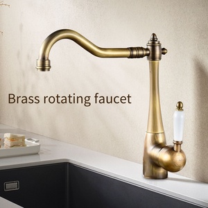 Modern European Style Flexible Antique <strong>Brass</strong> Faucet Gold Ceramic Handle Single Hole Kitchen Sink Hospital Home Use 360 Degree - Product Image 2