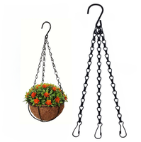 Porte-plante en métal noir décoratif moderne, jardinière à fleurs en fer, chaîne suspendue, crochet de plafond avec structure soudée