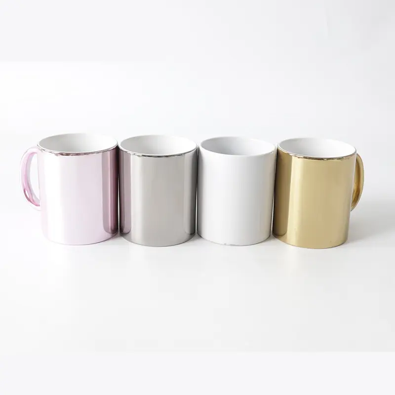 Commercio all'ingrosso 11oz bianco rivestito specchio di sublimazione caffè ceramica tazza personalizzata per sublimazione