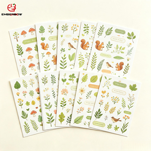 EBB Forest Green Plant Cartoon UV Cup Wrap 16oz Glass Can PET Cold Transfer Decal Eco <b>Waterproof</b> Tumbler Wrap <b>Sticker</b> - Product Image 1