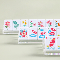 Jeu de Mahjong Américain Moderne 'Summer Surfing' 160 Tuiles en Polyester Portable, 2 Couches, pour Divertissement, Cadeau de Noël et Ensemble de Fête