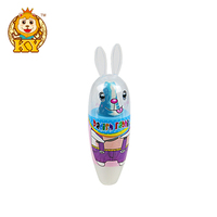 Venta caliente juguetes con forma de conejo con sabor a fruta pezón caramelo duro piruleta y polvo agrio caja de dulces embalaje