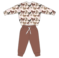 Sweat-shirt à manches longues pour filles et enfants, imprimé personnalisé de haute qualité, ensembles de 2 pièces, pantalon à revers pour bébés et enfants, tenues confortables