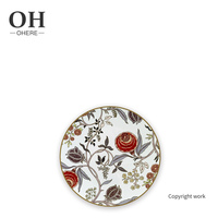 Assiette de présentation en céramique de 12 pouces motif tournesol rouge, en porcelaine fine classique avec décalcomanie, pour service de table, location de mariage et décoration