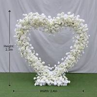 Arche de fleurs en forme de cœur de rose blanche, fleurs artificielles en soie, toile de fond pour mariage, fiançailles, proposition de mariage, événement, fête, décoration de scène