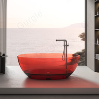 Baignoire autonome en résine de pierre, formes et couleurs variées, baignoire en cristal transparent