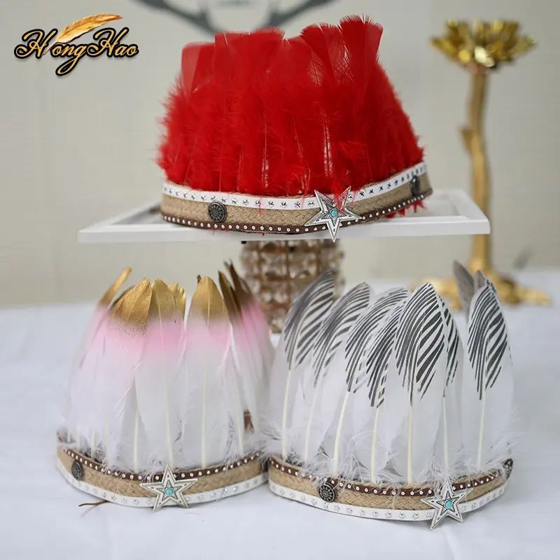 Handmade Exotic Style Pheasant Feather Headwear Customizable Turkey Feathers Headpieces Adults Children Carnival Party