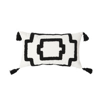 Housse de coussin de canapé en peluche personnalisée Innermor Square Bohemia moderne noir et blanc géométrique 100% polyester avec broderie 3D pour la cuisine