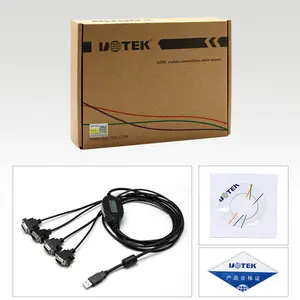 UOTEK Industrial Grade USB To RS232 Converter USB2.0 To RS-232 4 Ports Cable DB9 Com Expansion Connector Adapter UT-8814