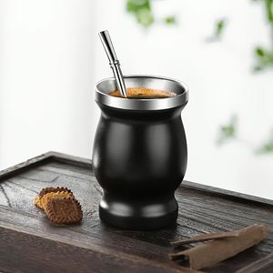 Tasse à Yerba Maté en Acier Inoxydable 8 Oz avec Paille Bombilla, Gobelet Isotherme à Double Paroi Sous Vide pour Cadeaux d'Affaires, Maintien Thermique 6-12 Heures - Product Image 2