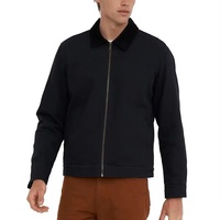 Veste en toile de denim vintage à fermeture éclair pour homme YIMAI avec logo personnalisé, en coton d'hiver, décontractée, noire, de bonne qualité, pour l'extérieur