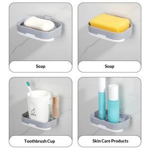 Wholesale New Double-layer <b>Soap</b> <b>Holder</b> Suction Cup Wall-mounted Rack Household Draining Box No-drill Storage for Bathroom - Product Image 5