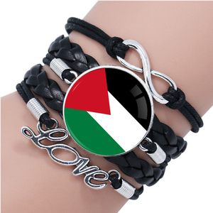 ファクトリーハンドメイドインフィニティラブパレスチナラップブレスレットフリーパレスチナライフマターユニセックスレディメンズ本革ブレスレット - Product Image 1