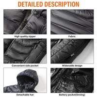 Veste à capuche chauffante Pertemba 23 zones avec contrôleur de température USB personnalisé, vêtement de moto chauffant, fermeture éclair électrique 5V