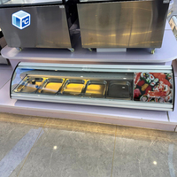 Nouvelle vitrine réfrigérée pour sushis, comptoir incurvé, présentoir à sushis avec éclairage pour publicité