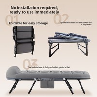 Cama Plegable Metálica Estilo Americano para Siesta, Cama Individual Portátil para Exteriores, Cama de Oficina Simple, Reclinable Multifuncional