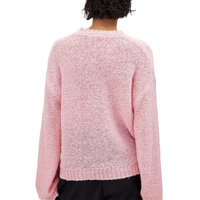 Pull en maille mélange mohair personnalisé pour femme, col rond, motif floral en intarsia, style artistique ouvert, décontracté et léger