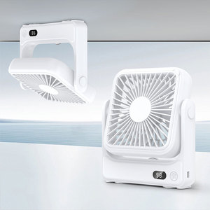 Mini ventilador con pantalla digital, ventilador de escritorio portátil plegable con alimentación USB para uso en el hogar, oficina y exteriores, color blanco - Product Image 1