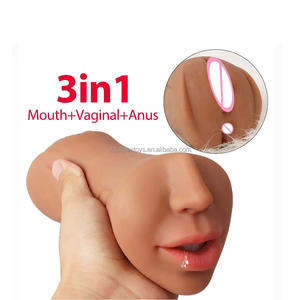 <span class=keywords><strong>3</strong></span> in 1 realistische Mund-Vagina und Anus-Muschi-Spielzeug für Männer tragbare realistische Taschenmuschi Männlicher Masturbator - Product Image 1