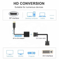 Convertisseur vidéo 1080P personnalisé câble adaptateur DP DVI-D femelle PC ordinateur coaxial paire torsadée PVC veste moniteur lecteur DVD