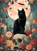 CHENISTORY Peinture par numéros DIY, motif Halloween, chat noir et crâne, coloriage par numéros pour adultes, cadeau DIY