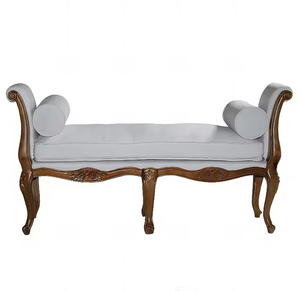 Hiện đại tối giản màu trắng bọc băng ghế dự bị với khung gỗ vững chắc và hình trụ bolsters - Product Image 2