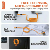 Câble magnétique multi-couleurs à charge rapide 100W, Type C vers C, tressé anti-emmêlement, auto-enroulant pour ordinateur portable et téléphone