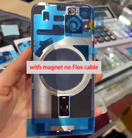 Coque arrière en verre avec lentille d'appareil photo, plaque en fer et anneau magnétique pour téléphone 8-16 Pro Max – Remplacement de la coque arrière de la batterie