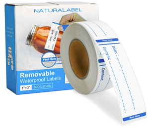 ฉลากกาวแบบถอดได้ขนาด 1x3 นิ้ว, 300 ชิ้น/ม้วน, ฉลากกันน้ำ กันน้ำมัน ใช้กับช่องแช่แข็งและไมโครเวฟได้ สำหรับภาชนะบรรจุ - Product Image 1