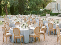 Chaise Louis en bois massif avec dossier en rotin pour événements de mariage, banquets d'hôtel et sièges commerciaux