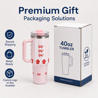 Gobelet isotherme en acier inoxydable de 40 oz avec poignée et paille, double paroi, pour voyage, café, et porte-gobelet de voiture pour l'extérieur