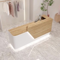 Meilleure vente en bois Barbershop caissier comptoir réception magasin de vêtements bureau table de réception pour salon de beauté