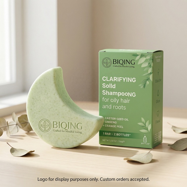 BIQING Natural Ginseng Clarifying Solid Shampoo Bar for Oily Hair & Scalp, Organic Herbal Hair Cleansing Soap, Plastic Free