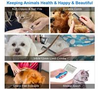 Tondeuses sans fil rechargeables professionnelles à faible bruit pour animaux de compagnie, chats, chiens, kit de toilettage pour enlever les poils avec brosse lissante