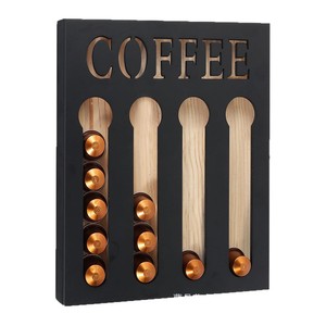 Support de rangement pour dosettes de café, noir, en bois, 4 niveaux, organiseur de bureau pour capsules de café - Product Image 1