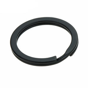 Porte-clés plat noir électrophorétique en alliage de zinc, rond, en métal, 25 28 30 32 35 mm, tendance, classique, résistant à l'usure - Product Image 2