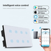 Panneau tactile 147x86mm TuyaZigBee Smart Life Smart Home, interrupteur mural 8 voies compatible avec Alexa et Google Home