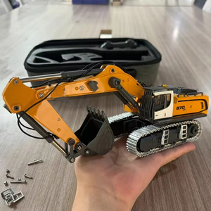 Modèle d'excavatrice YIGONG à l'échelle 1/50, modèle de construction RC en métal moulé sous pression 360 °   Piste métallique rotative avec bras mobiles, <span class=keywords><strong>cadeau</strong></span> pour garçons - Product Image 4