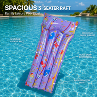 Matelas Gonflable Familial 3 Places pour Piscine, Radeau Flottant Multi-personnes en PVC Durable pour Vacances à la Plage - Vente en Gros