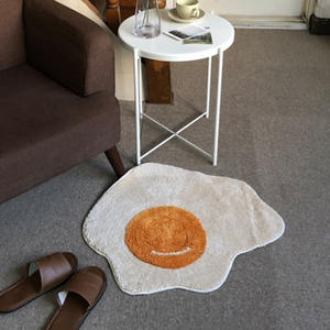 Tapis de bain en forme d'œuf frit de dessin animé, forme personnalisée, absorbant, antidérapant, en fibre de polyester, pour salle de bain, balcon, fenêtre en baie - Product Image 3