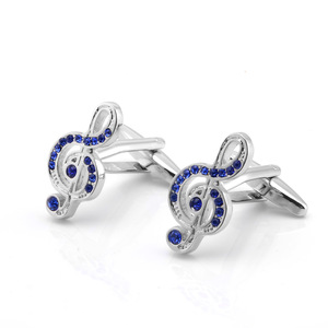 Gemelli francesi dinamici da donna in cristallo blu con fibbia liscia in metallo verniciato personale-per regalo di fidanzamento o festa - Product Image 6