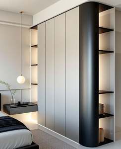 Armario vestidor portátil moderno más nuevo, armarios de dormitorio de madera de diseño de sistemas personalizados con puerta de madera maciza - Product Image 1