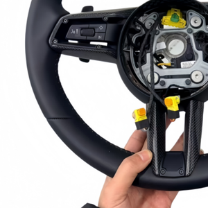 Volante de Cuero para <span class=keywords><strong>Porsche</strong></span> 911 <span class=keywords><strong>964</strong></span> 993 996 997 991 992 718 986 987 981 982 Boxster Cayman Cayenne Panamera con Perilla - Product Image 4