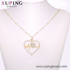 สร้อยคอ-00948 Xuping เครื่องประดับหรูหราแฟชั่นหัวใจชุดหัวใจที่มีเพชรมุกห่วงโซ่จี้สร้อยคอผู้หญิง - Product Image 6