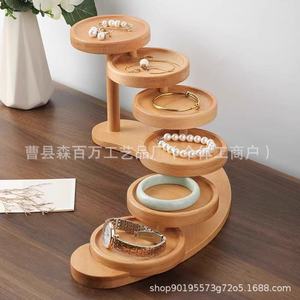 Expositor de joyería de madera, color natural, almacenamiento de escritorio de varios niveles para pulseras, relojes, pendientes, organizador de collares - Product Image 5