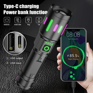 Torce LED ad Alta Potenza con Zoom a Lunga Gittata, <span class=keywords><strong>Torcia</strong></span> Super Luminosa Ricaricabile USB, Luce Molto Potente per Campeggio - Product Image 2