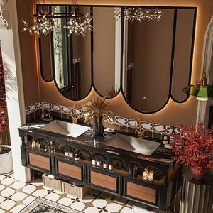 Elegante Mueble de Baño Retro Francés Estilo Old Money, Espejo Arqueado Retroiluminado Único, Mueble de Baño con Doble Lavabo - Product Image 3