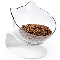 Gamelle inclinée transfrontalière pour chat, protège la colonne cervicale, anti-renversement, grande capacité, forme oreille, noire