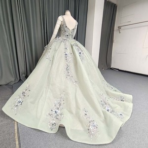 ANY253 Vestido de Fiesta Glamuroso con Cuello Cuadrado y Flores 3D - Product Image 3
